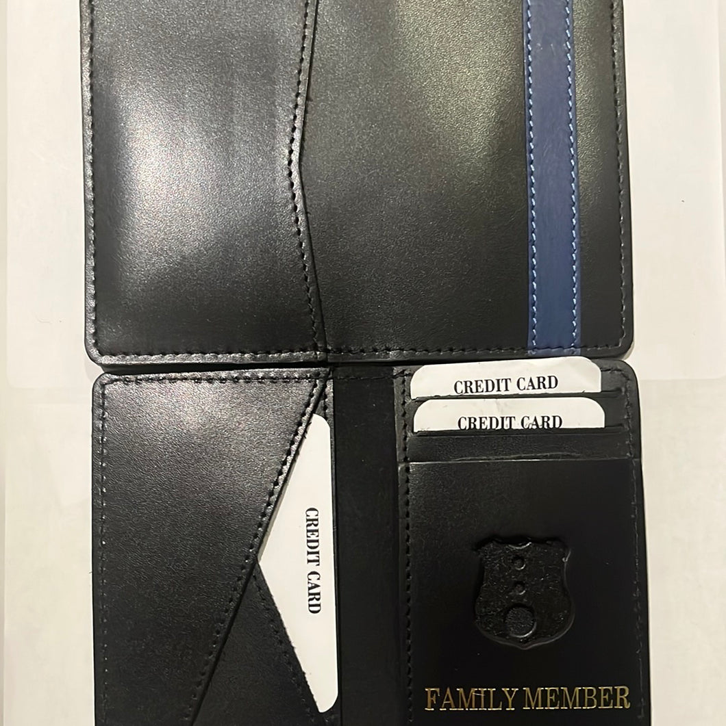 New York City  Police Officer Thin Blue Line Family Member Mini Shield ID Wallet -
