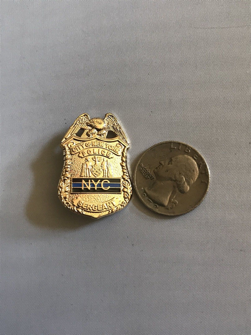 Police Officer Mini Badge Sergeant NYC Thin Blue Line Lapel Hat Pin Cop