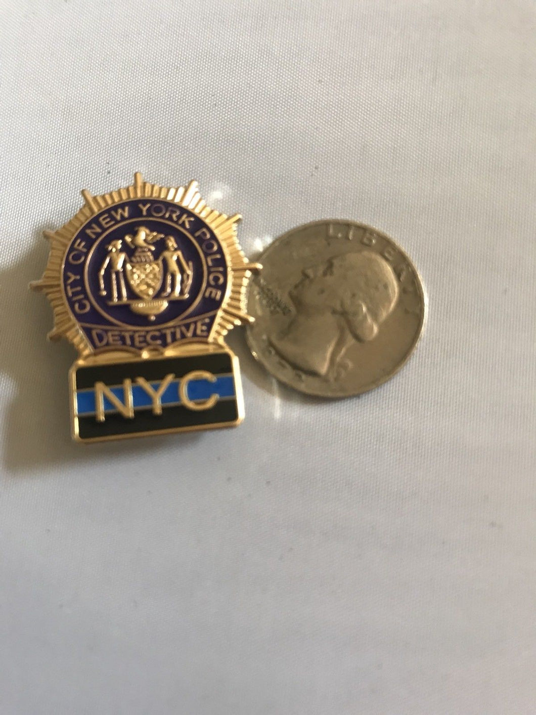 Police Officer Mini Badge Detective NYC Thin Blue Line Lapel Hat Pin Cop