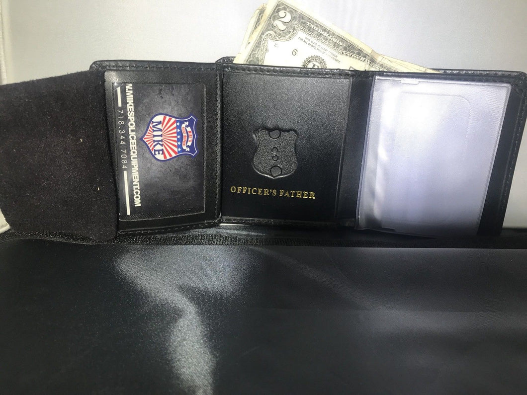 NYPD Lieutenant Tri Fold Black Leather Badge Wallet