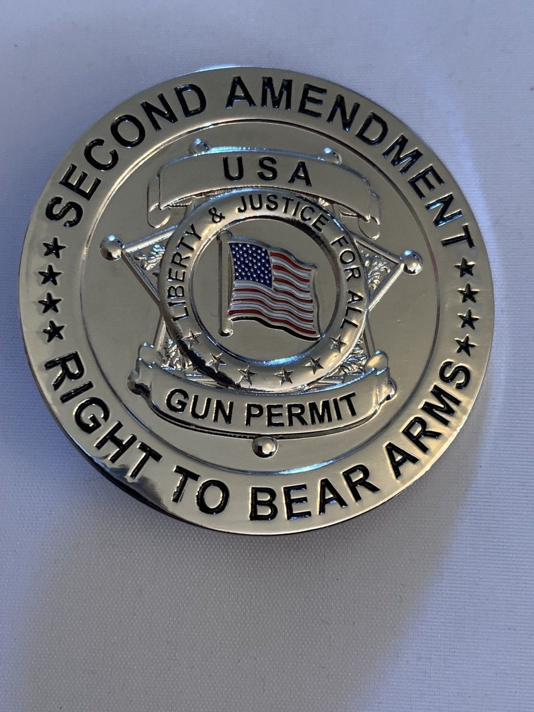 Second Amendment - Right To Bear Arms - Gun Permit (Antique Silver)       3 product ratings